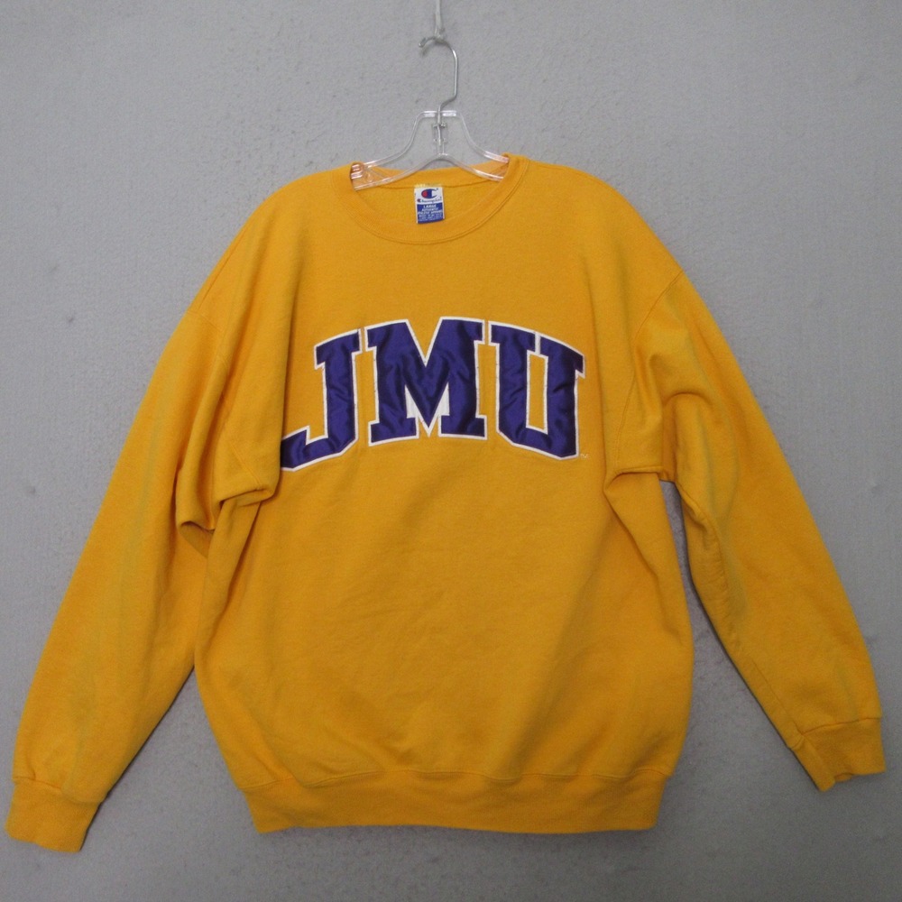 Vintage Champion Sweatshirt JMU Dukes James Madison University Patch Yellow